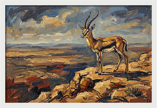 Persian Gazelle On A Cliff