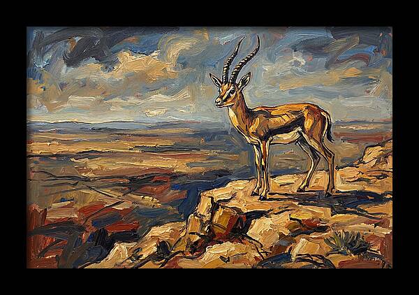Persian Gazelle On A Cliff