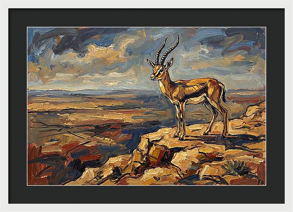 Persian Gazelle On A Cliff