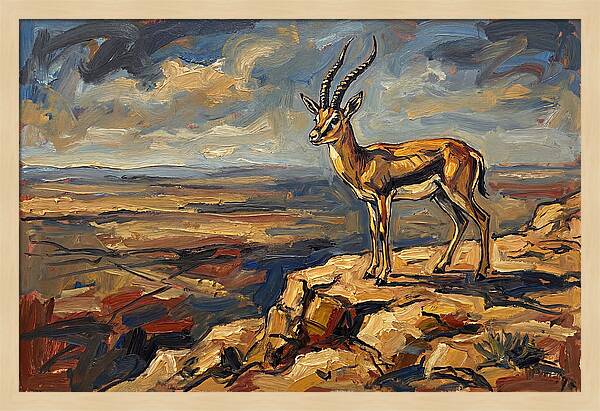 Persian Gazelle On A Cliff