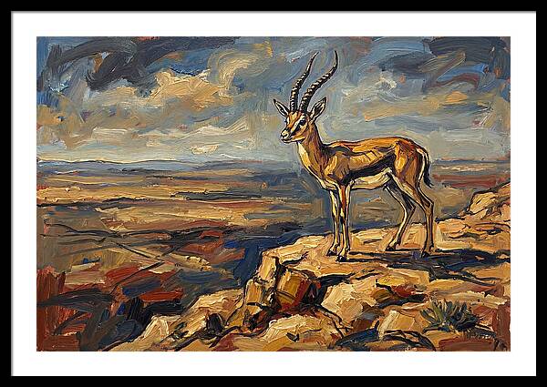 Persian Gazelle On A Cliff