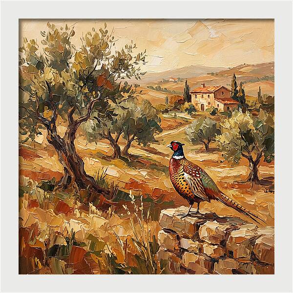 Pheasant In Mediterranean Landscape