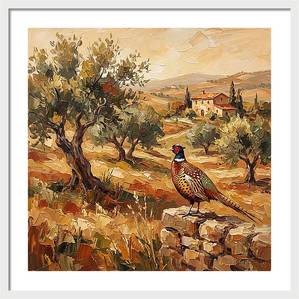 Pheasant In Mediterranean Landscape
