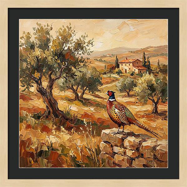 Pheasant In Mediterranean Landscape
