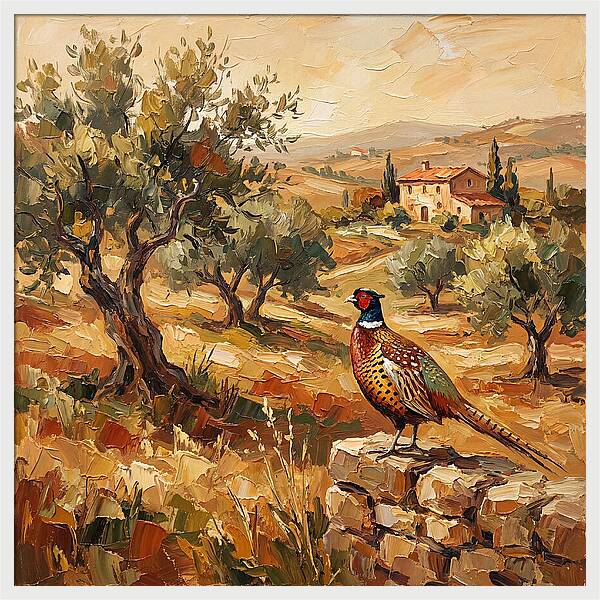 Pheasant In Mediterranean Landscape