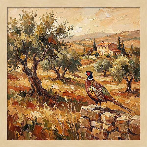 Pheasant In Mediterranean Landscape