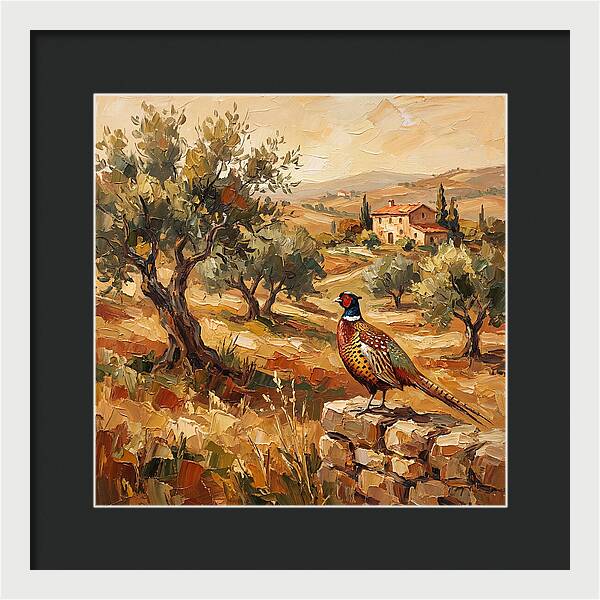 Pheasant In Mediterranean Landscape