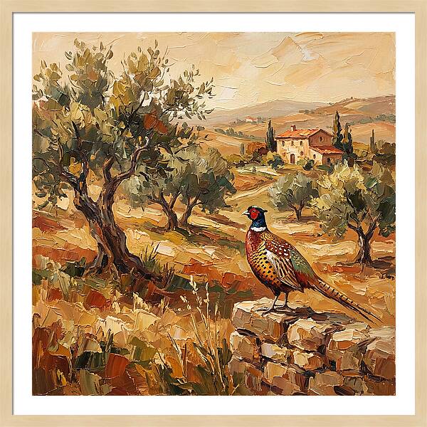 Pheasant In Mediterranean Landscape