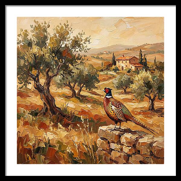 Pheasant In Mediterranean Landscape