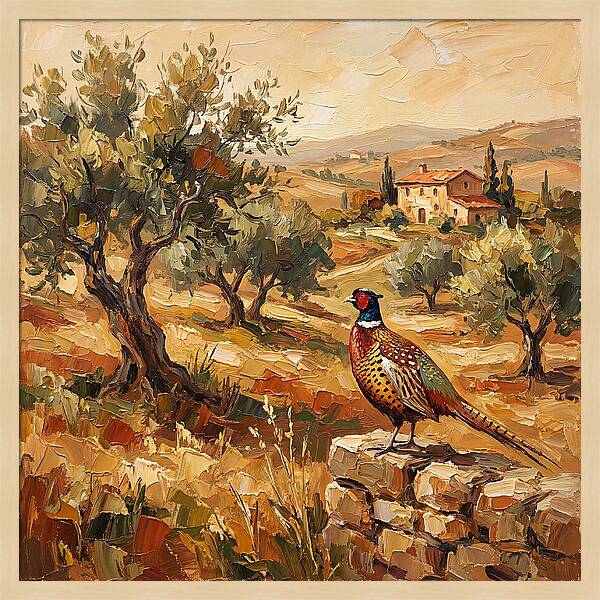 Pheasant In Mediterranean Landscape