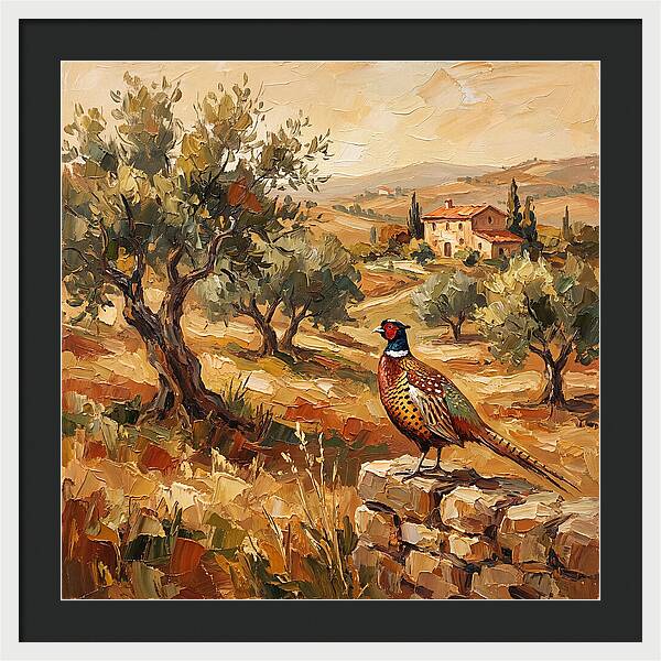 Pheasant In Mediterranean Landscape
