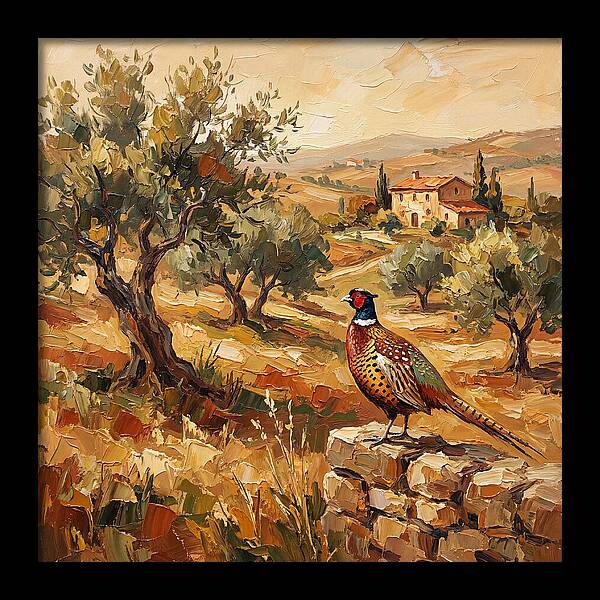 Pheasant In Mediterranean Landscape