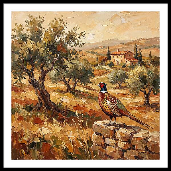 Pheasant In Mediterranean Landscape