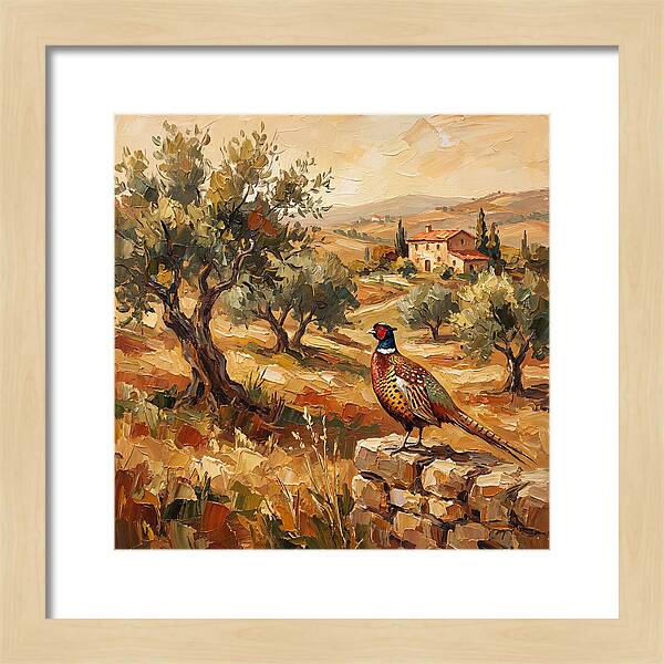 Pheasant In Mediterranean Landscape