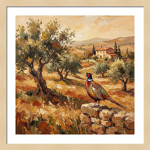 Pheasant In Mediterranean Landscape