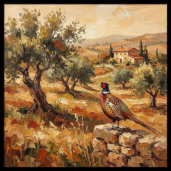 Pheasant In Mediterranean Landscape