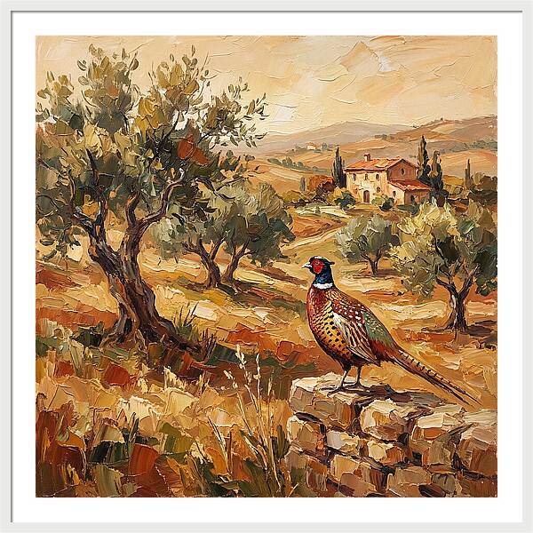 Pheasant In Mediterranean Landscape
