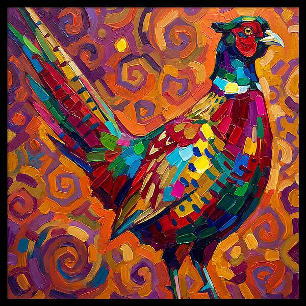 Pheasant In Vibrant Swirls