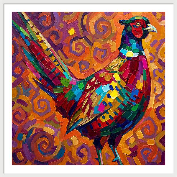 Pheasant In Vibrant Swirls