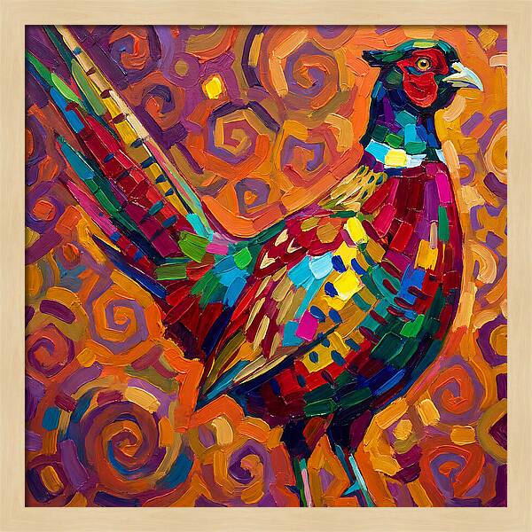Pheasant In Vibrant Swirls