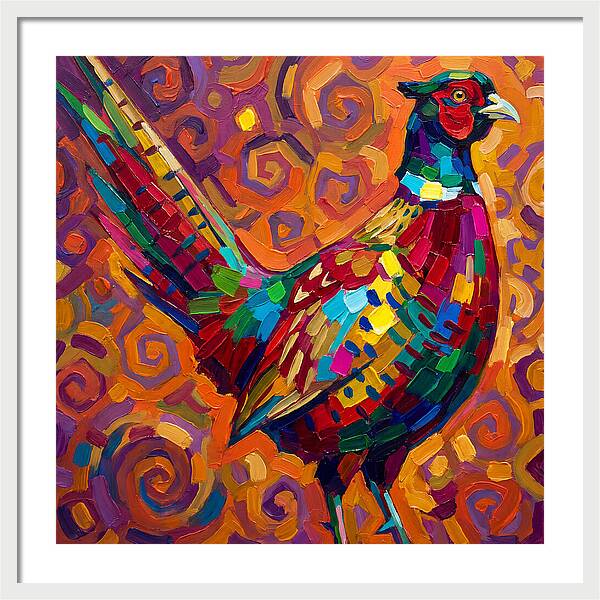 Pheasant In Vibrant Swirls