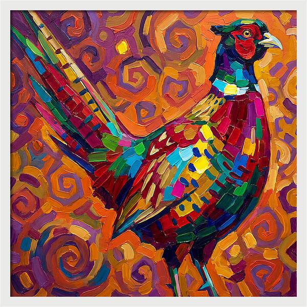 Pheasant In Vibrant Swirls