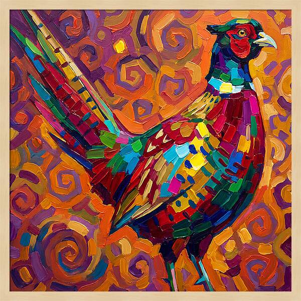 Pheasant In Vibrant Swirls