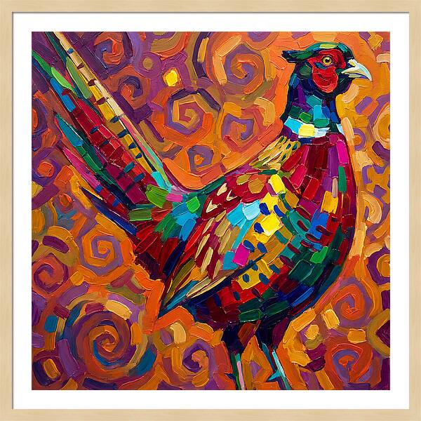 Pheasant In Vibrant Swirls