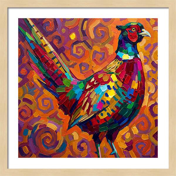 Pheasant In Vibrant Swirls