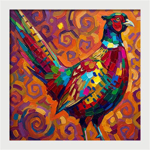 Pheasant In Vibrant Swirls