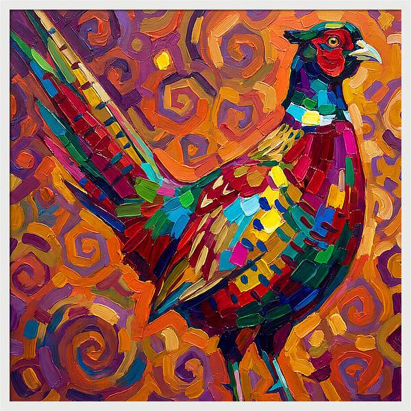 Pheasant In Vibrant Swirls