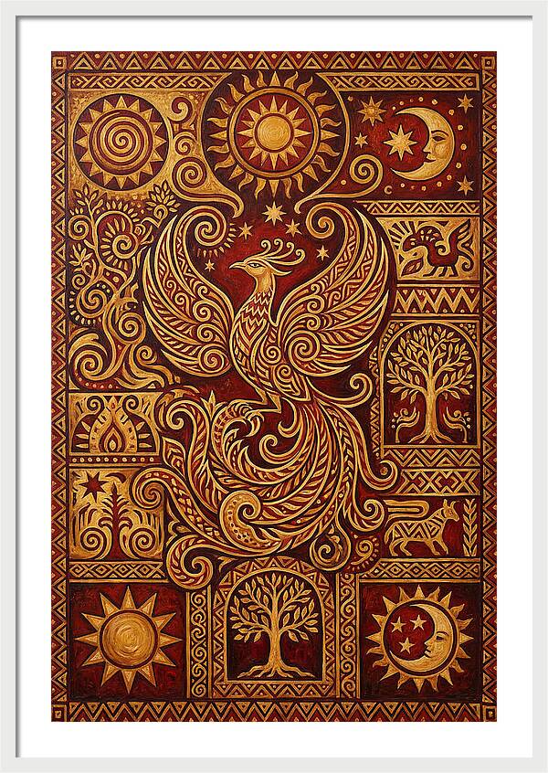 Phoenix Rising In Folk Art
