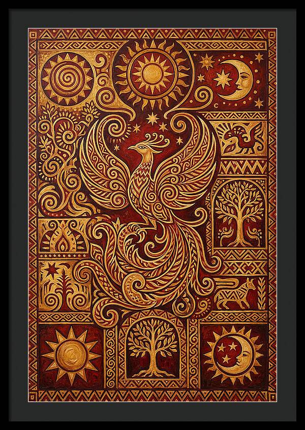 Phoenix Rising In Folk Art