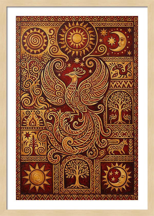Phoenix Rising In Folk Art