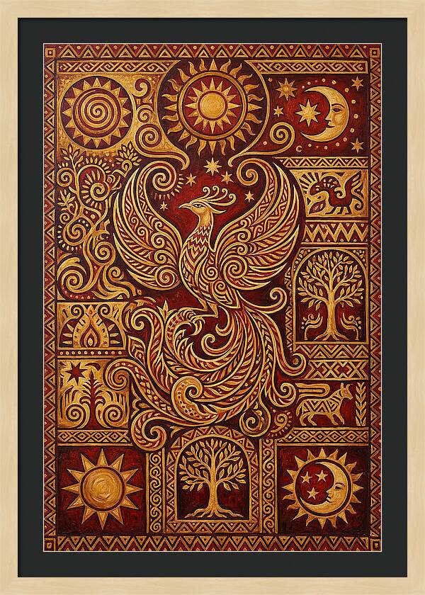 Phoenix Rising In Folk Art