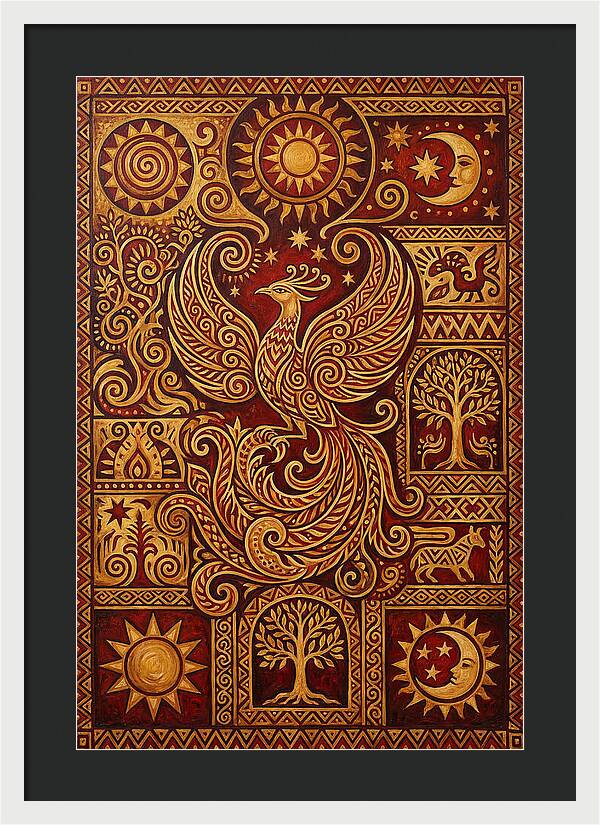Phoenix Rising In Folk Art