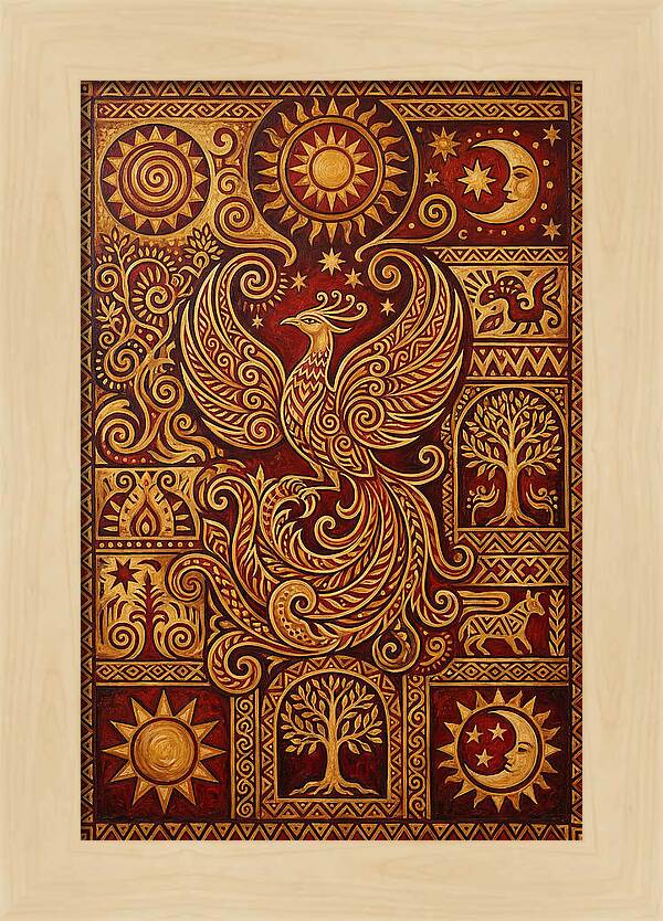 Phoenix Rising In Folk Art