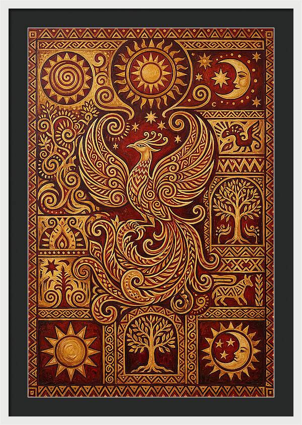 Phoenix Rising In Folk Art
