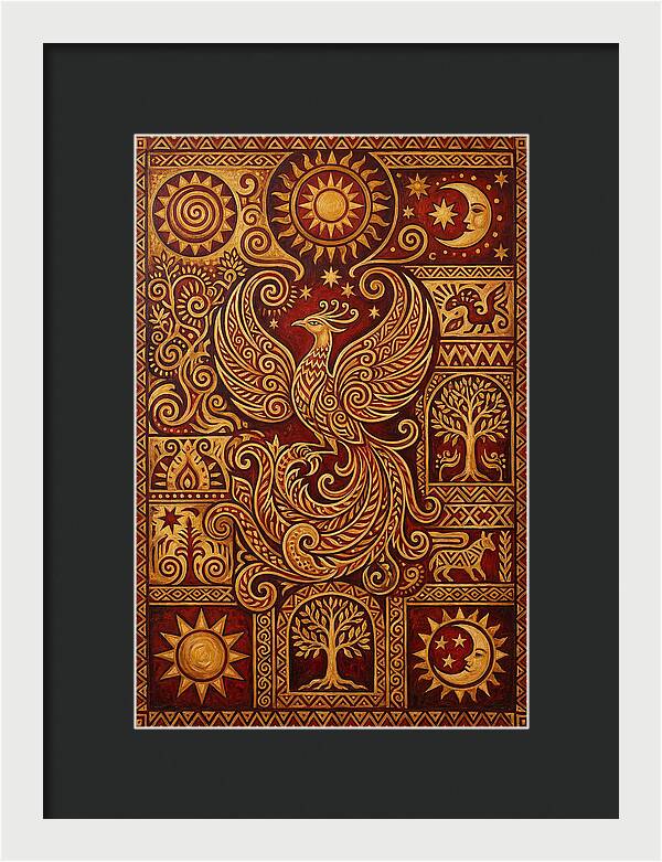 Phoenix Rising In Folk Art