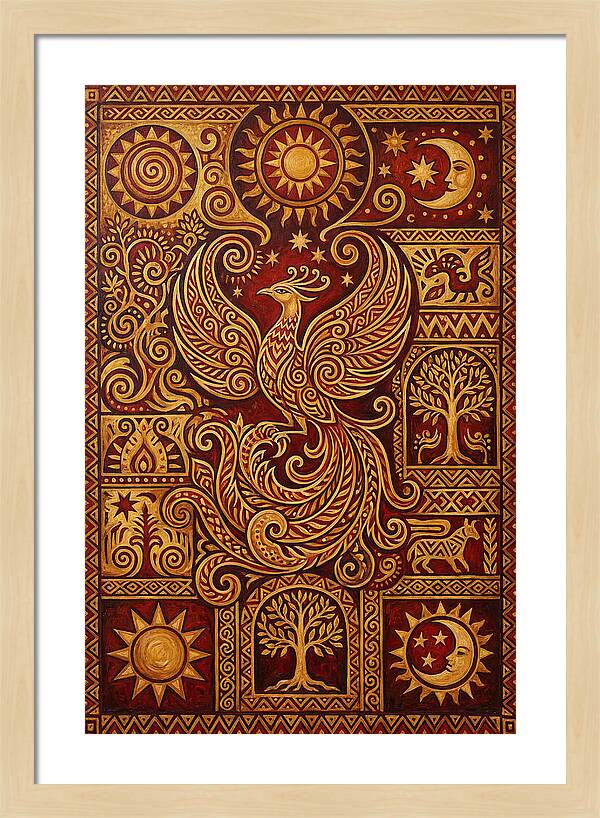Phoenix Rising In Folk Art