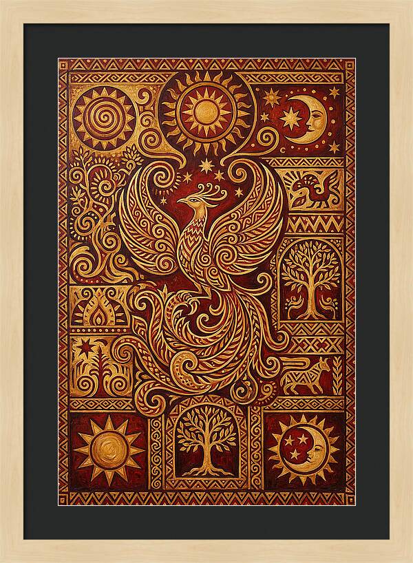 Phoenix Rising In Folk Art