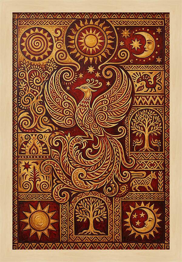 Phoenix Rising In Folk Art