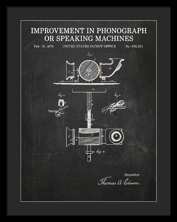 Phonograph Edison Chalkboard Patent Us200521a