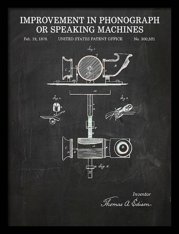Phonograph Edison Chalkboard Patent Us200521a