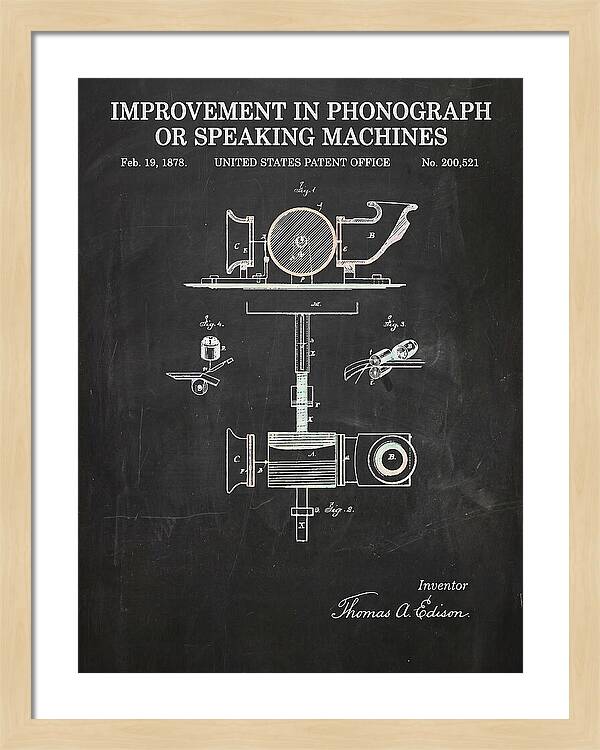 Phonograph Edison Chalkboard Patent Us200521a