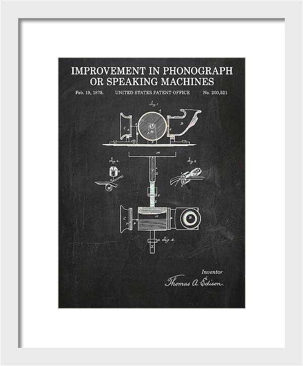 Phonograph Edison Chalkboard Patent Us200521a