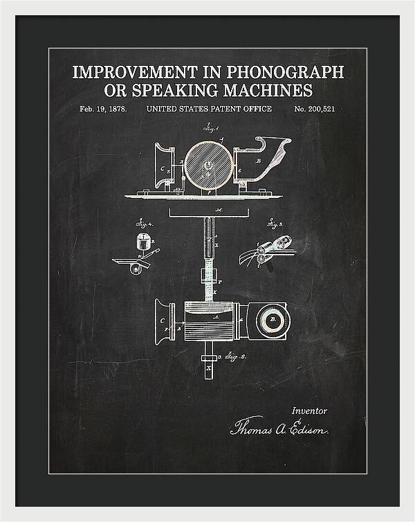 Phonograph Edison Chalkboard Patent Us200521a