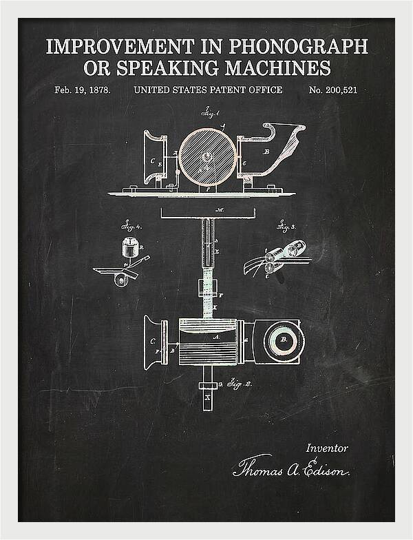 Phonograph Edison Chalkboard Patent Us200521a