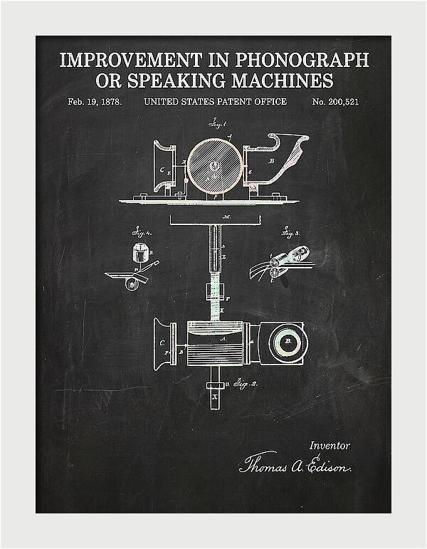 Phonograph Edison Chalkboard Patent Us200521a