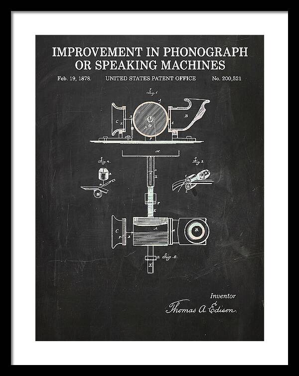 Phonograph Edison Chalkboard Patent Us200521a